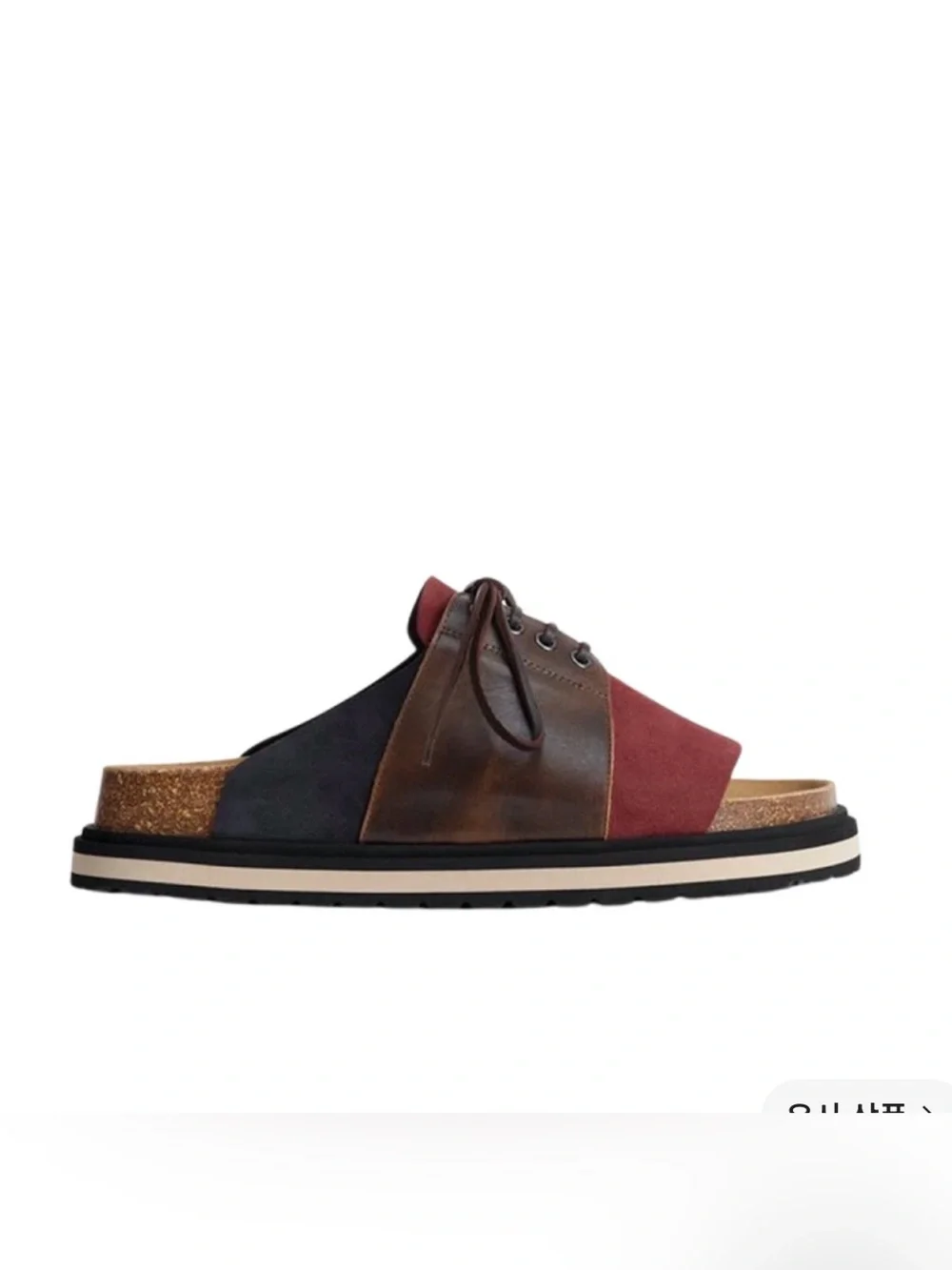 Zara Men's Two-Tone Leather Lace-Up Slide Sandals - Picture 2 of 8